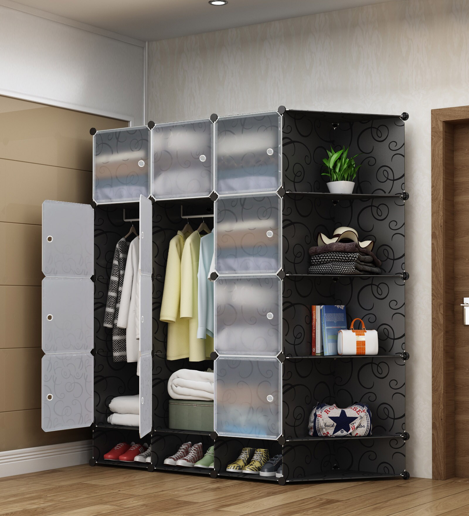 Homa Folding Wardrobe in Black Colour