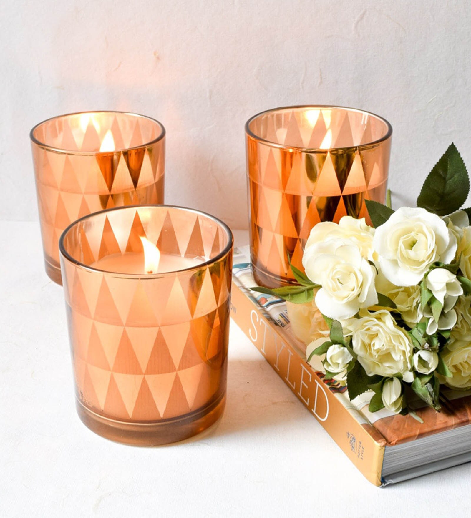 Gold Glass & Wax Decorative Candle