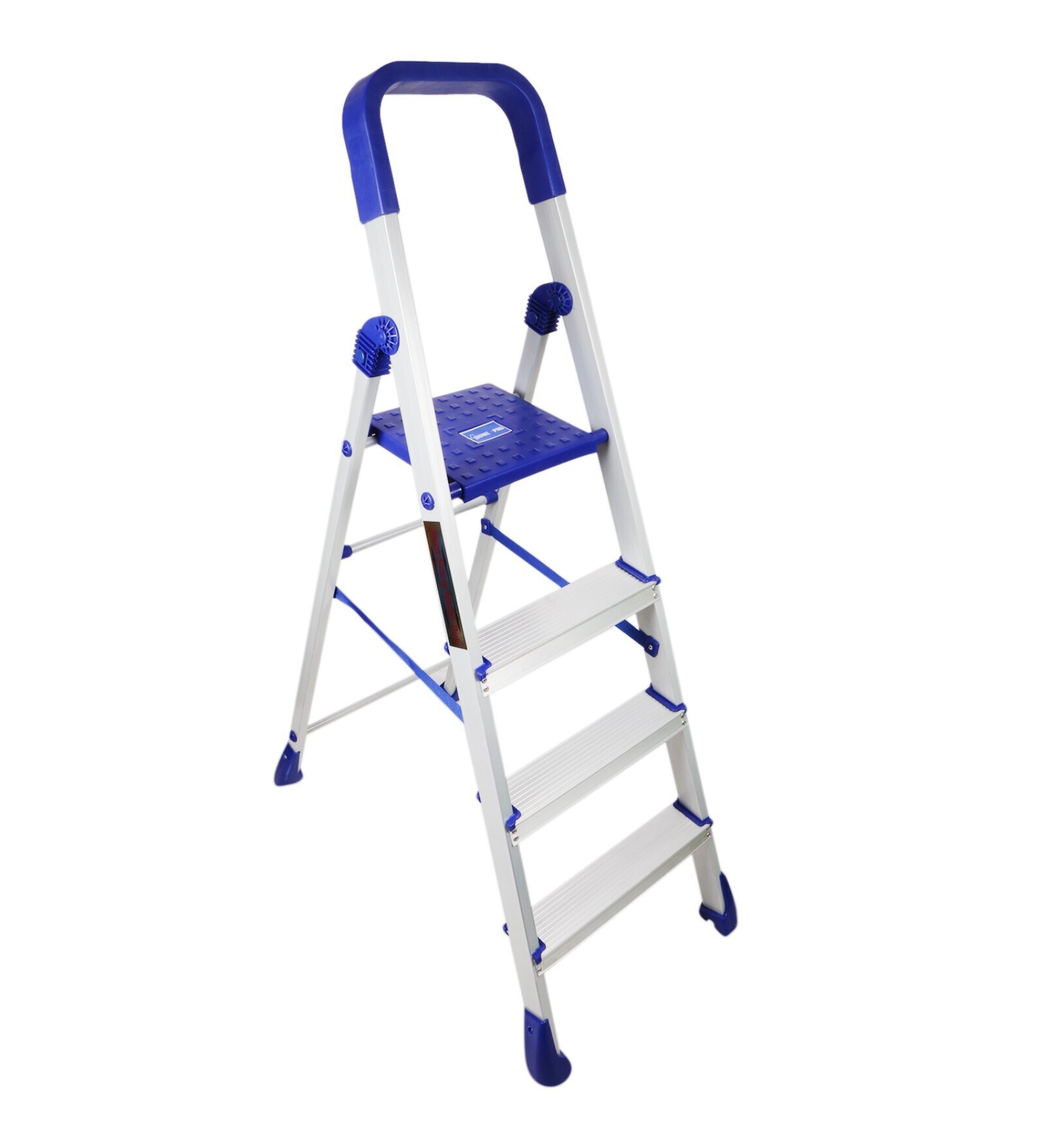 Home-Pro 4 Step Silver Mild-Steel Folding Step Ladder