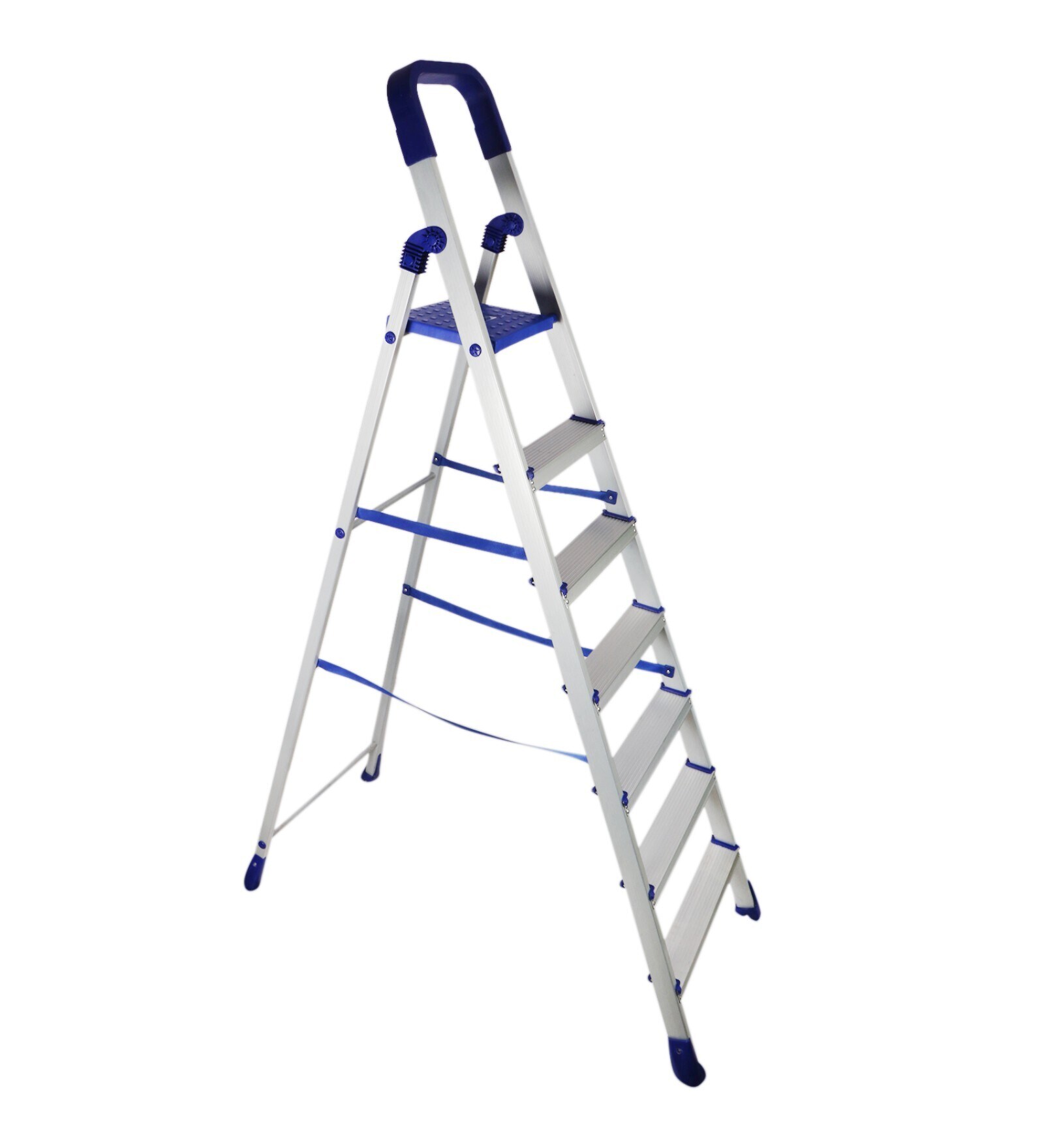 Home-Pro 7 Step Silver Mild-Steel Folding Step Ladder