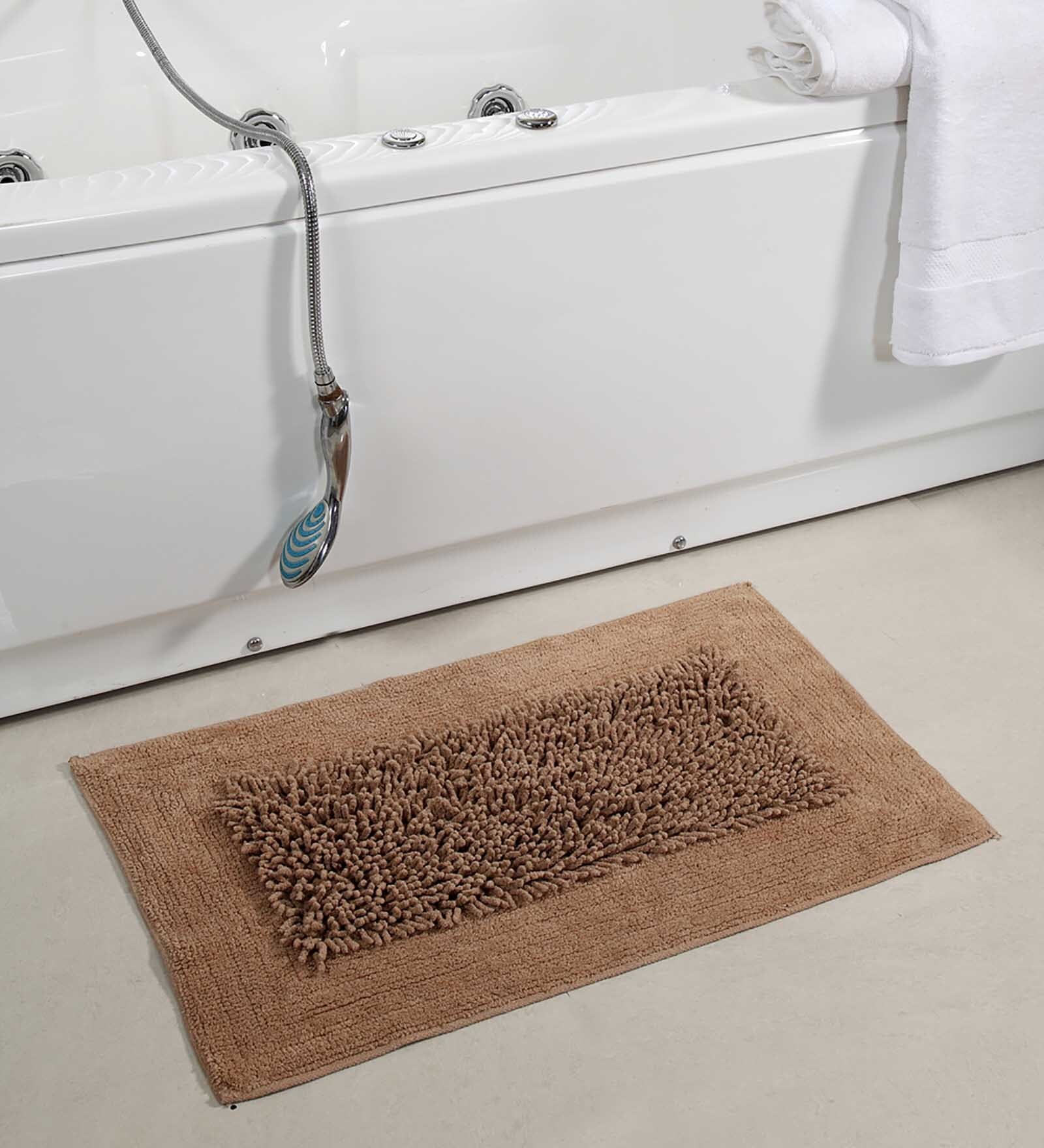 Buy Brown Solid Cotton 32x20 Inches Max Absorbant Bath Mat by HomeFurry
