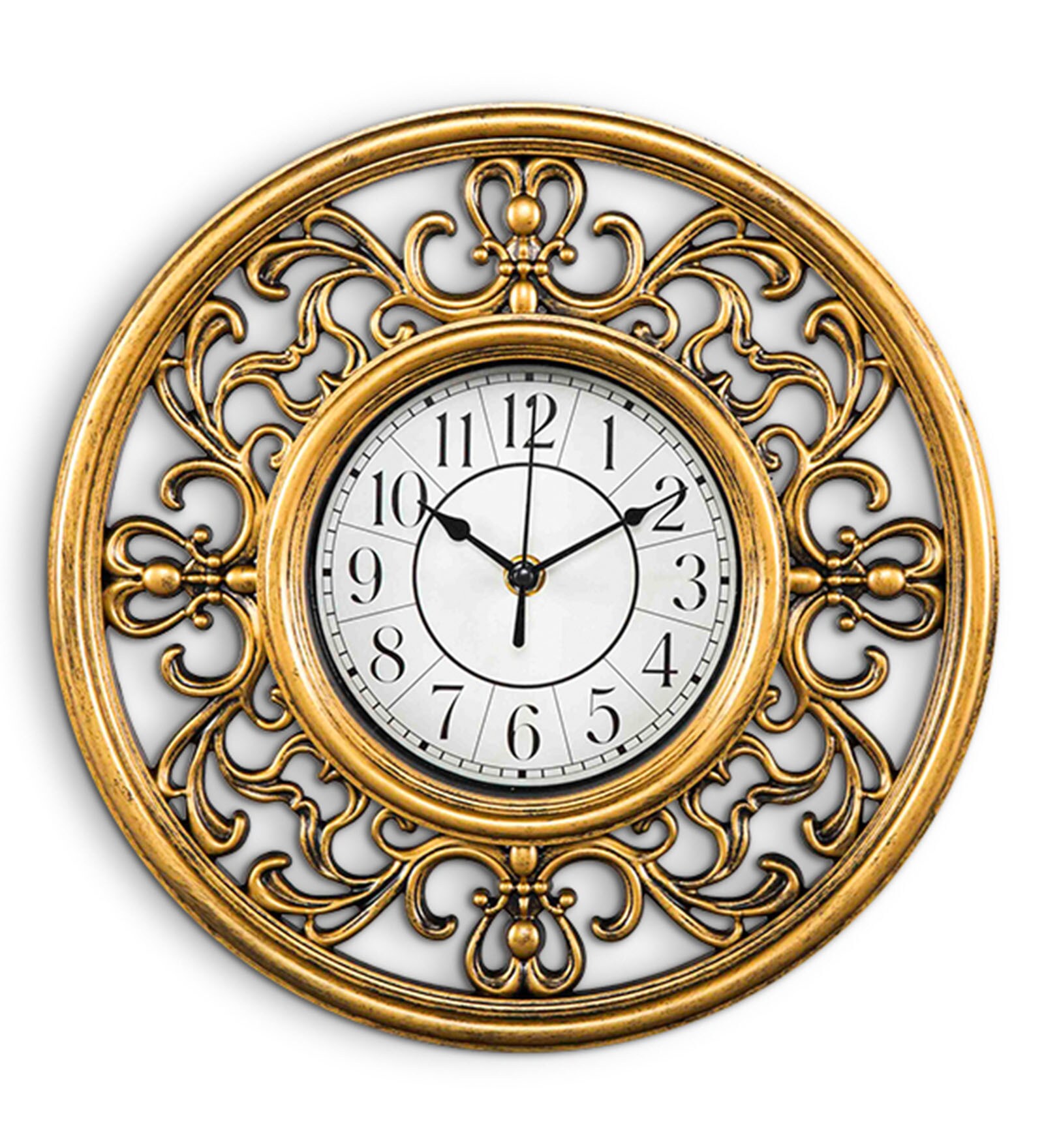 Buy HomeTown Gold Plastic & Glass 12 Inch Round Aristo Wall Clock