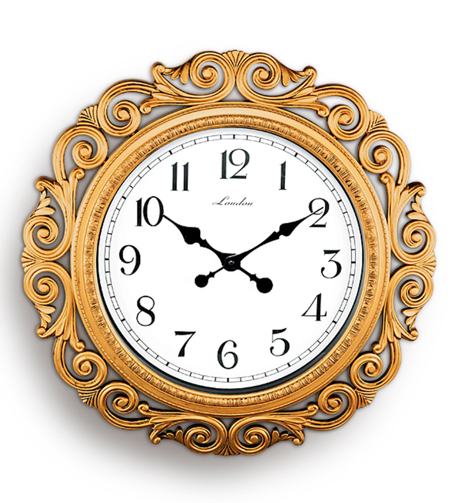 Buy HomeTown Gold Plastic & Glass 23 Inch Round Aristo Wall Clock