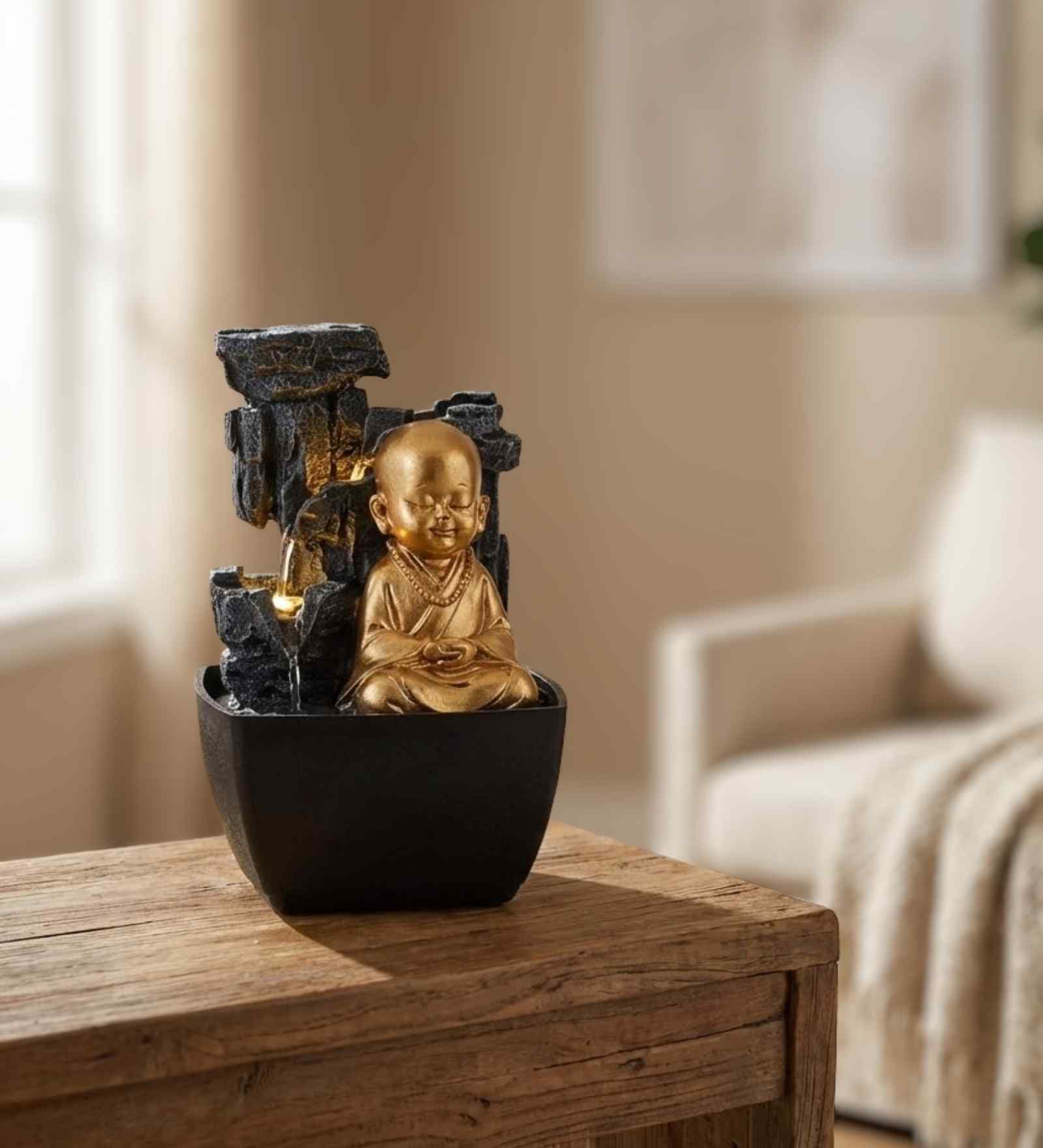 Impression Polyresin Monk Water Fountain 13 cm Impression Polyresin Monk Water Fountain 13 cm
