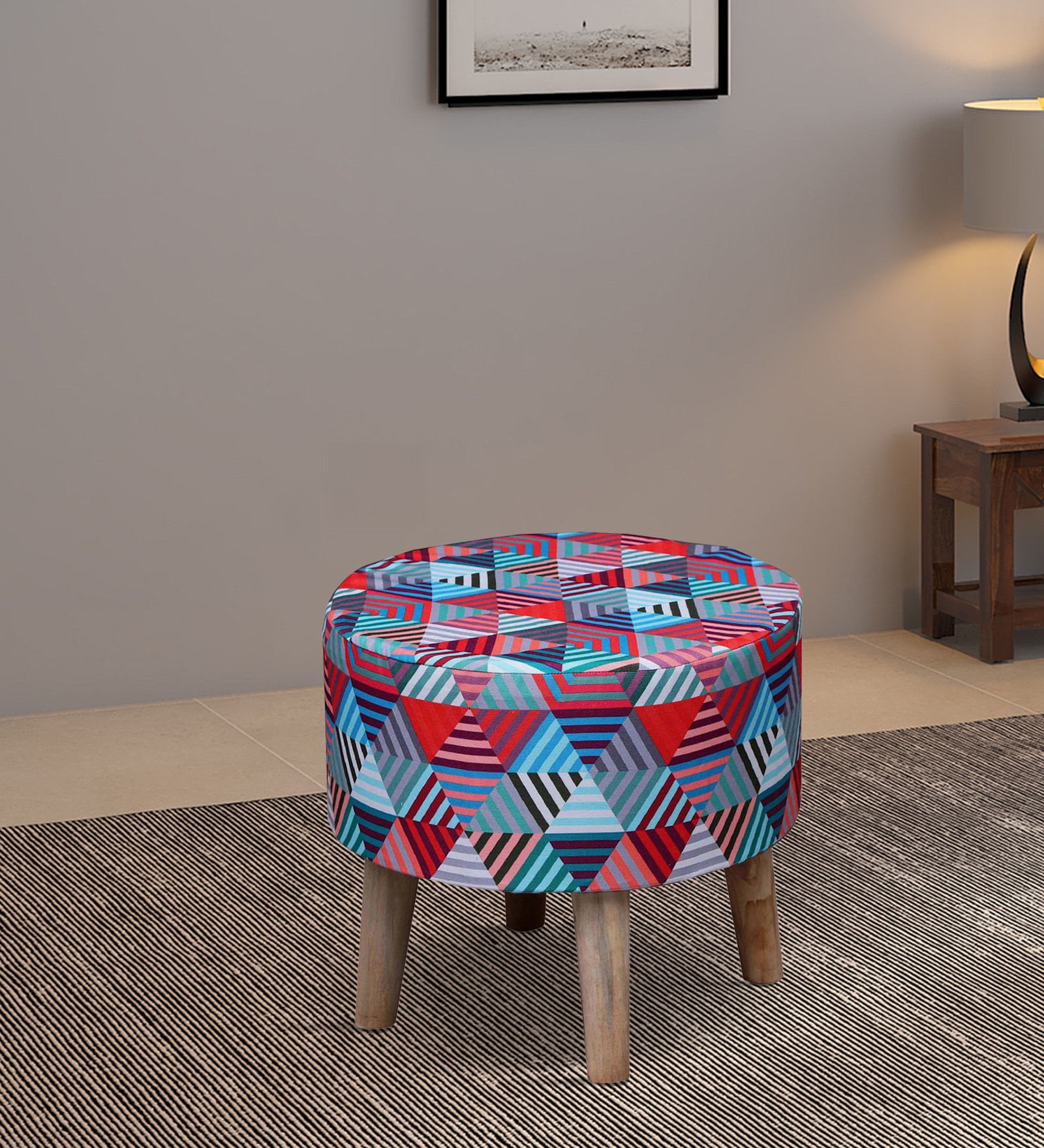 Honey Fabric Seating Stool in Multi Colour