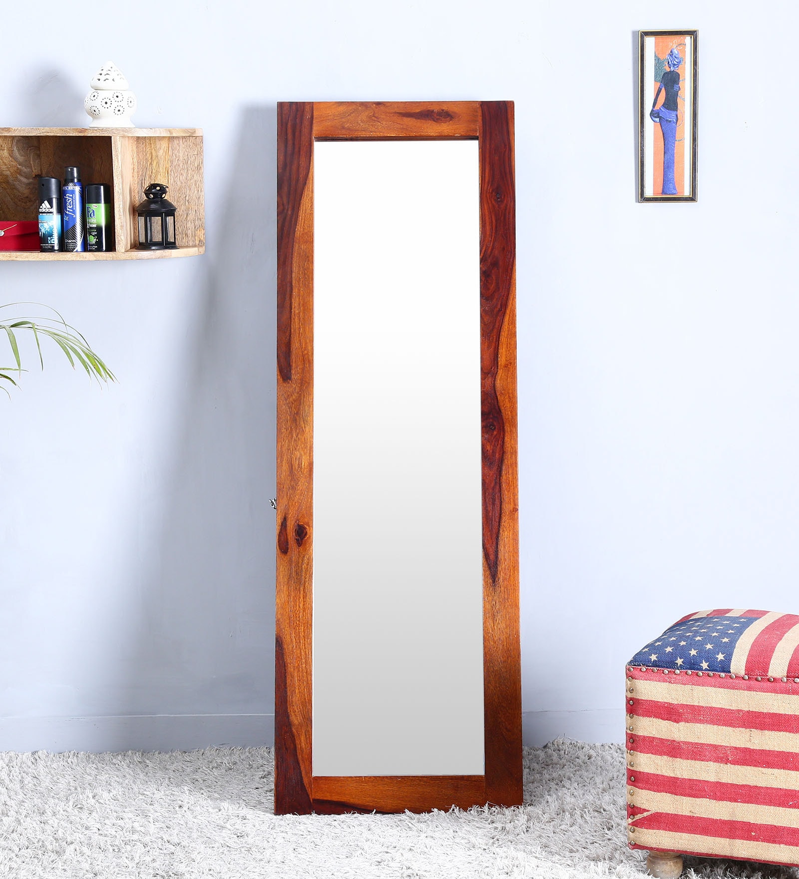 Mango Wood Full Length Mirror in Brown colour