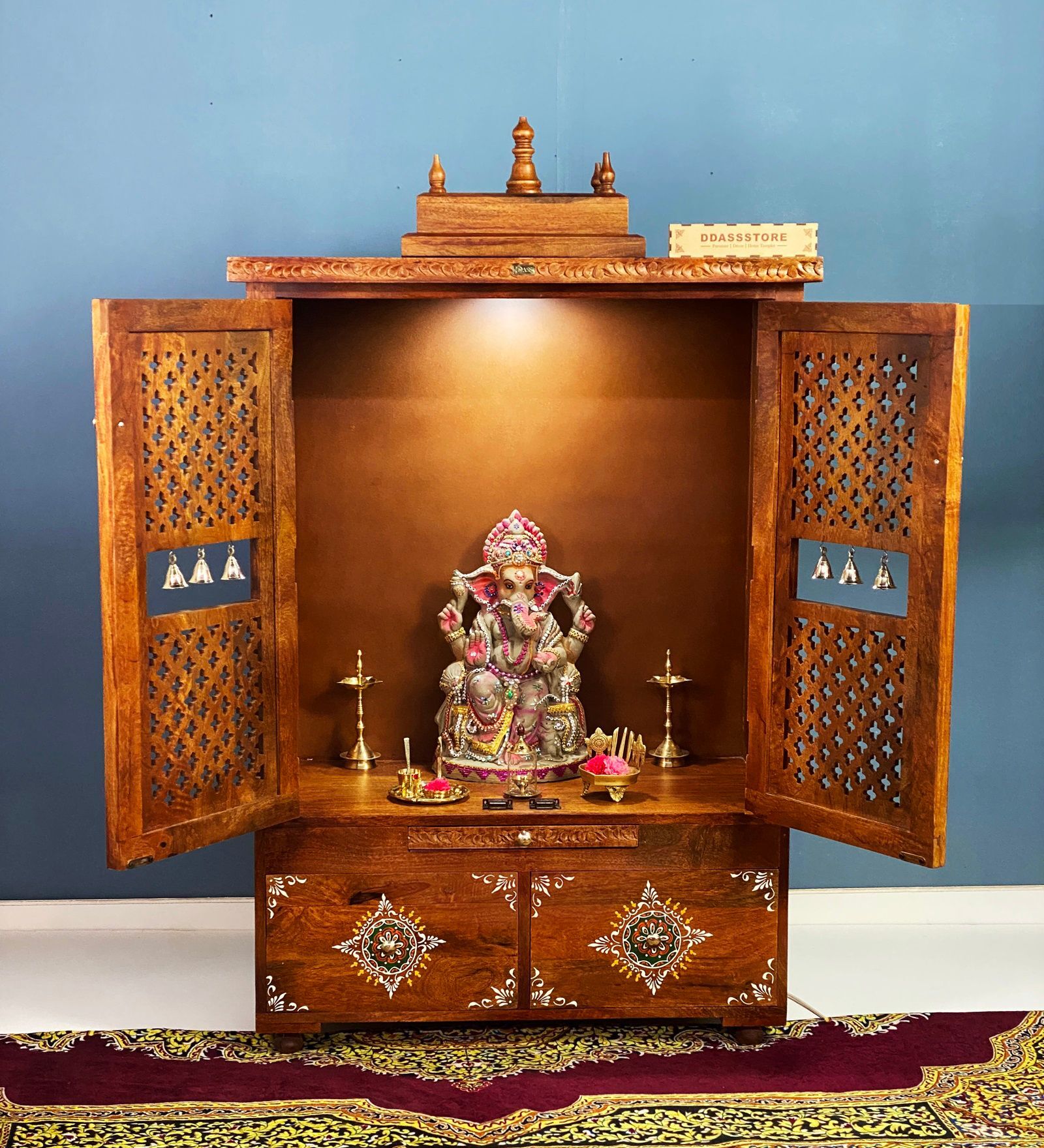 Honey finish Solid Sheesham Wooden Temple Honey finish Solid Sheesham Wooden Temple