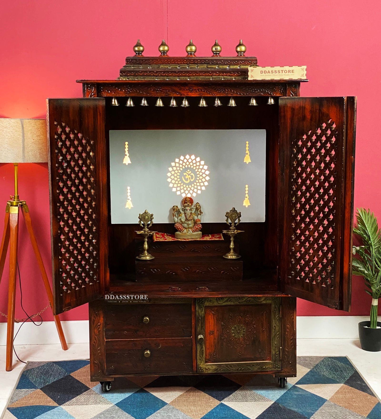 Honey finish Solid Sheesham Wooden Temple Honey finish Solid Sheesham Wooden Temple