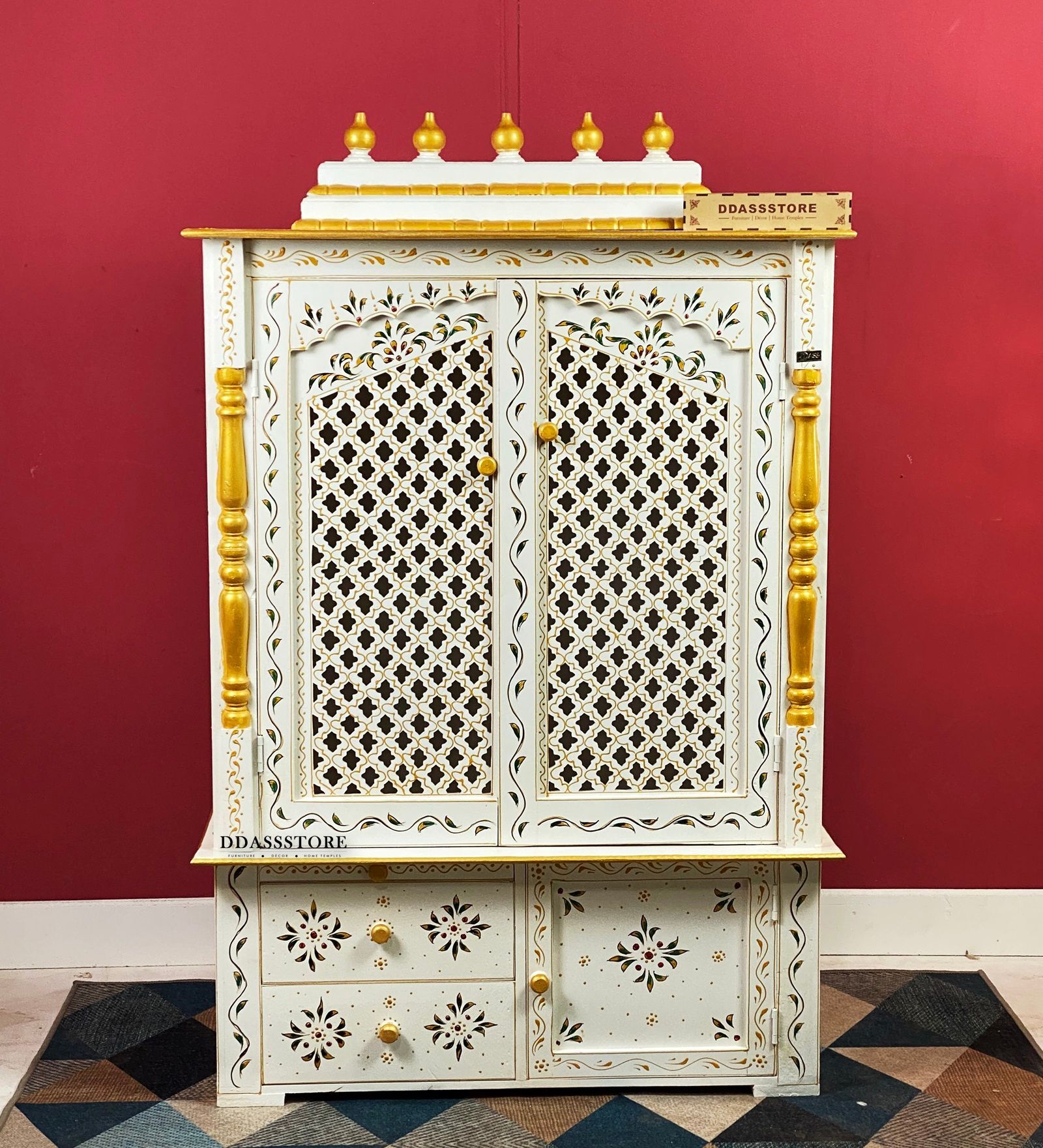 Honey finish Solid Sheesham Wooden Temple