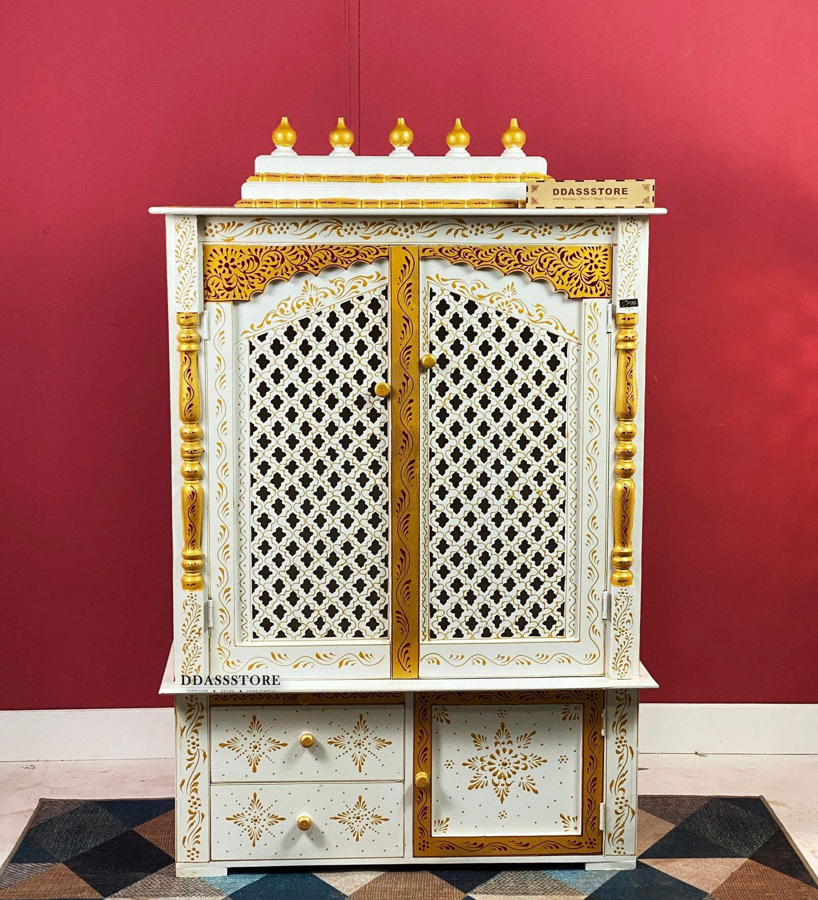 Honey finish Solid Sheesham Wooden Temple