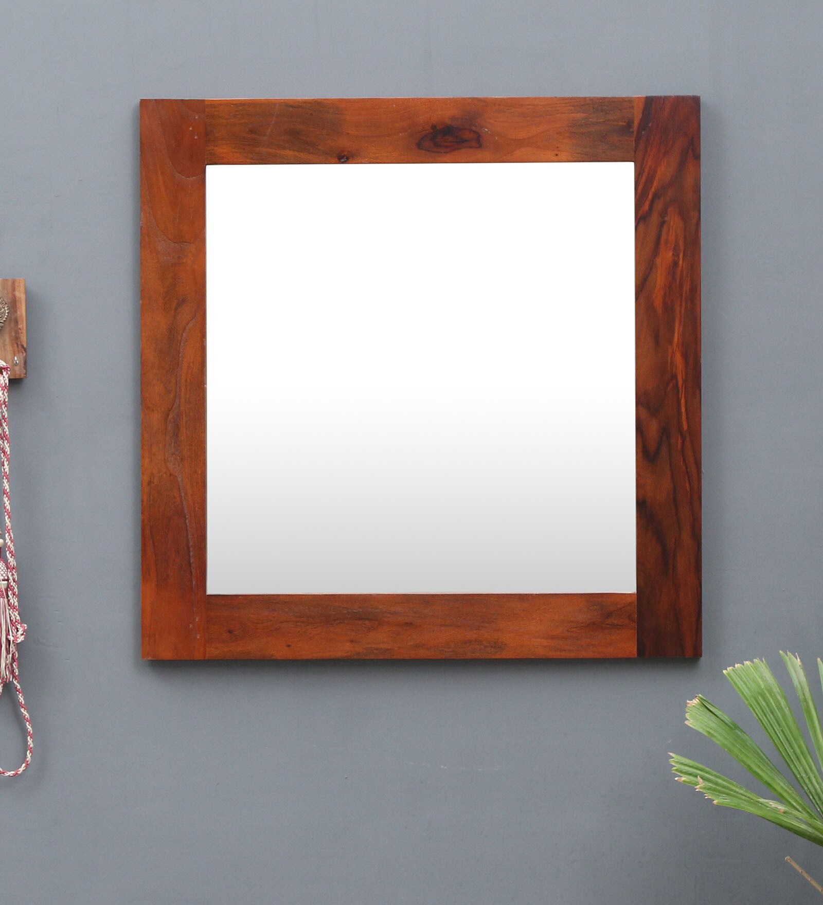 Buy Osiris Square Wall Mirror in Solid Wood Frame by Shri Balaji Creation Online Square