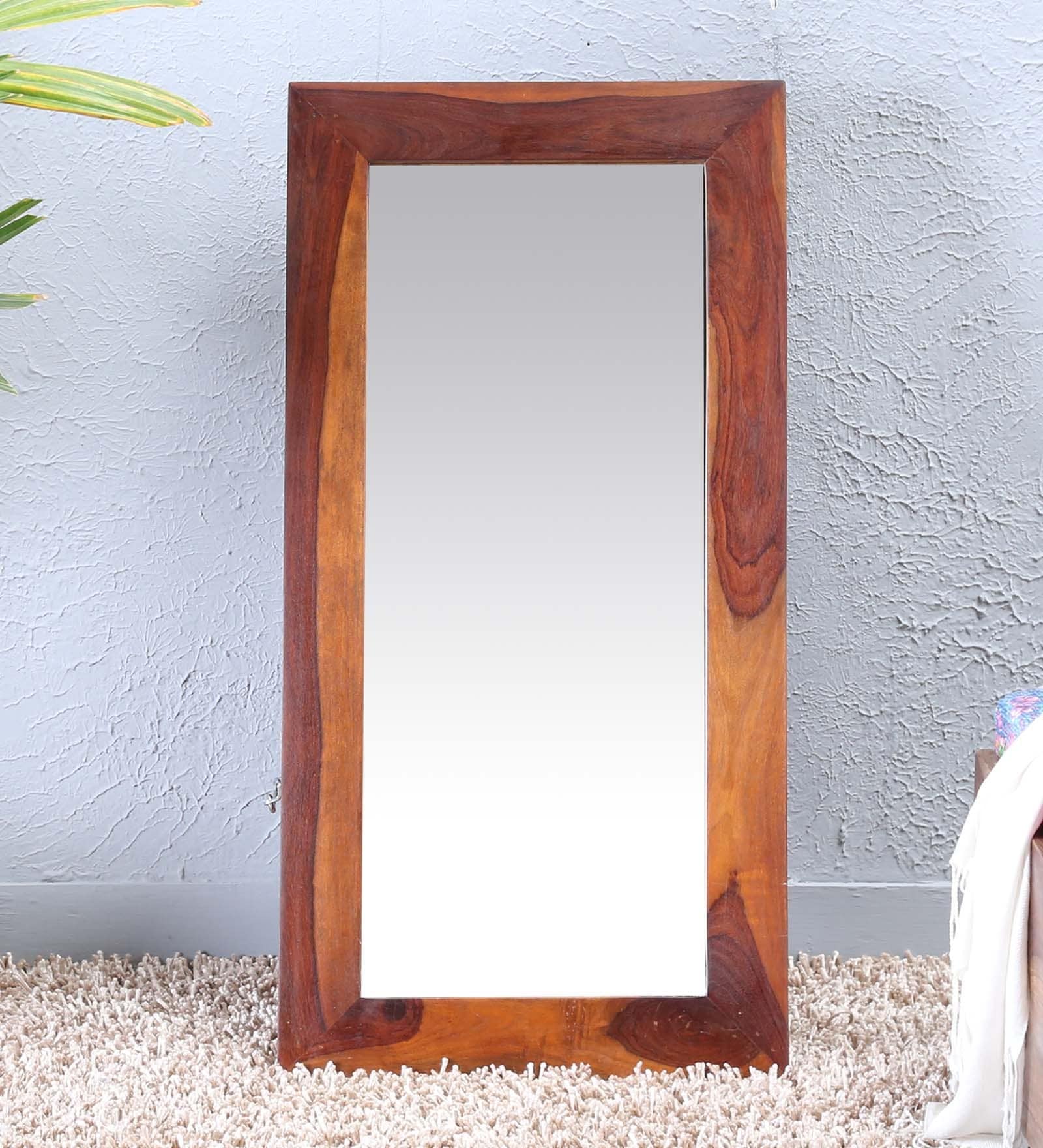 Solid Wood Full Length Mirror in Brown colour