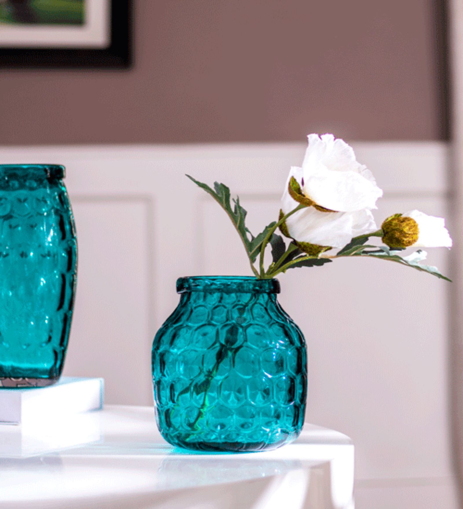 Honeycomb Embossed Multicolour Glass Vase