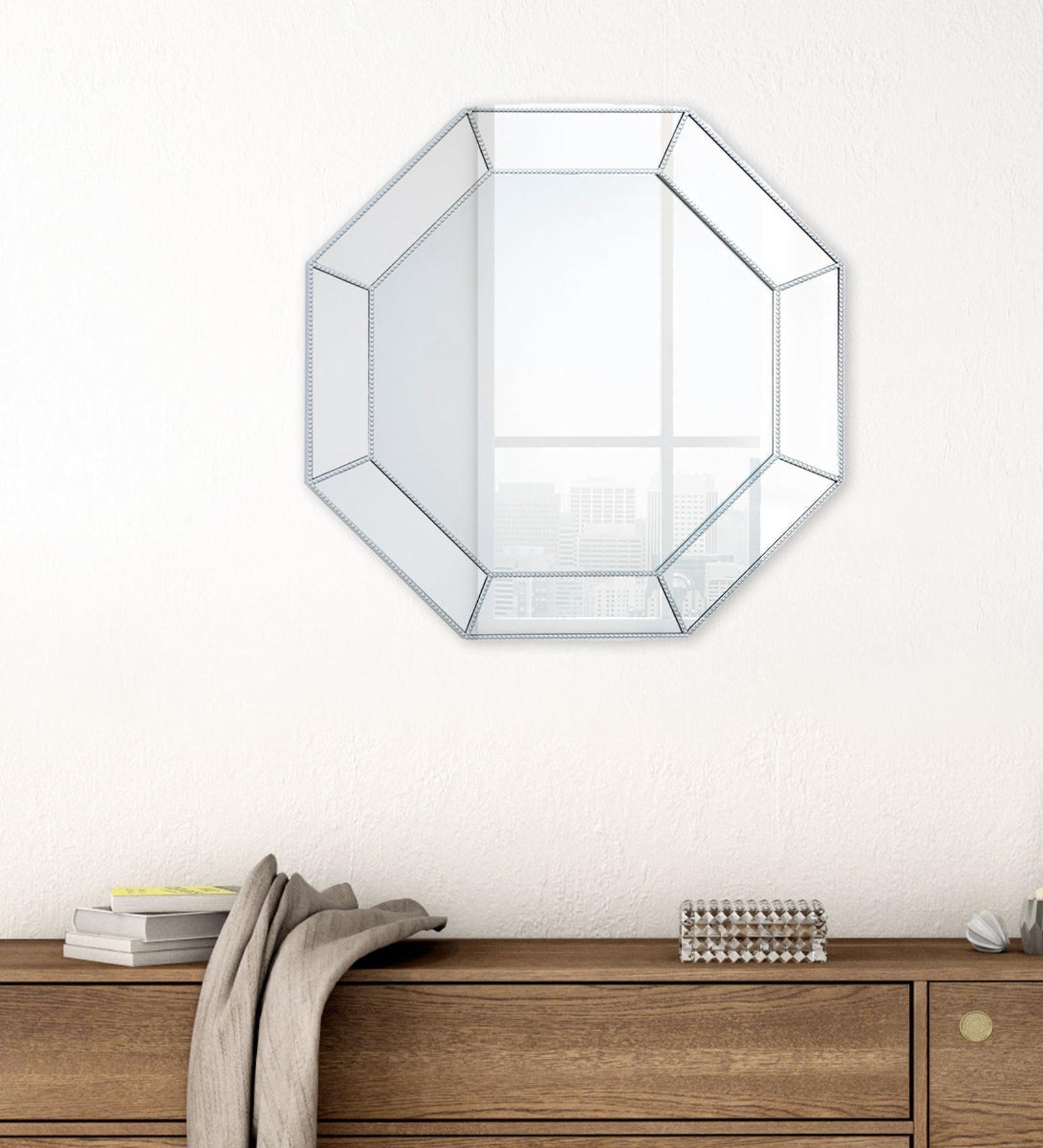 Honeycomb Hexagonal Silver Plastic Decorative Mirror