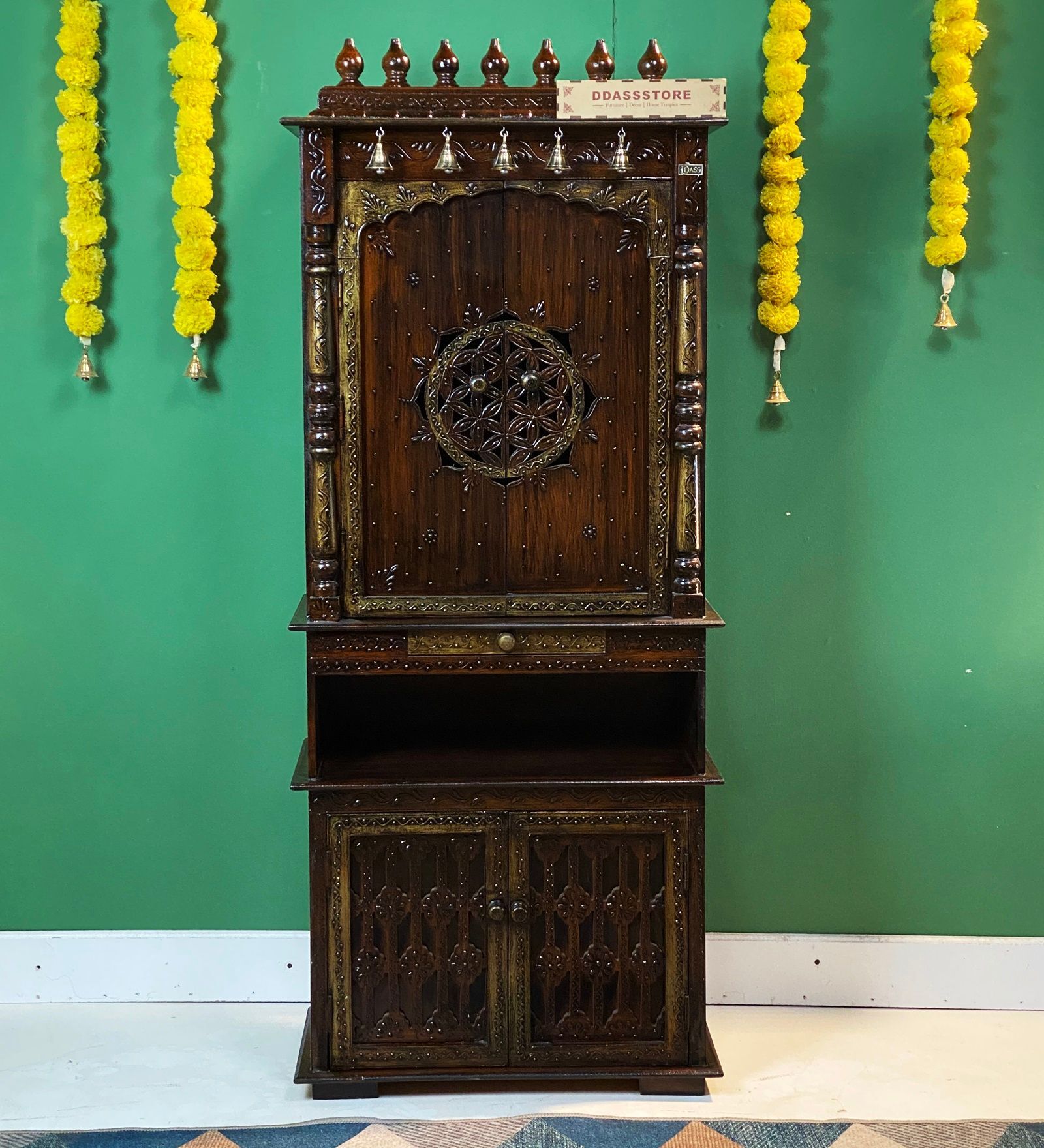 Honeywood Sheesham & MDF Wooden Temple in Home & Office