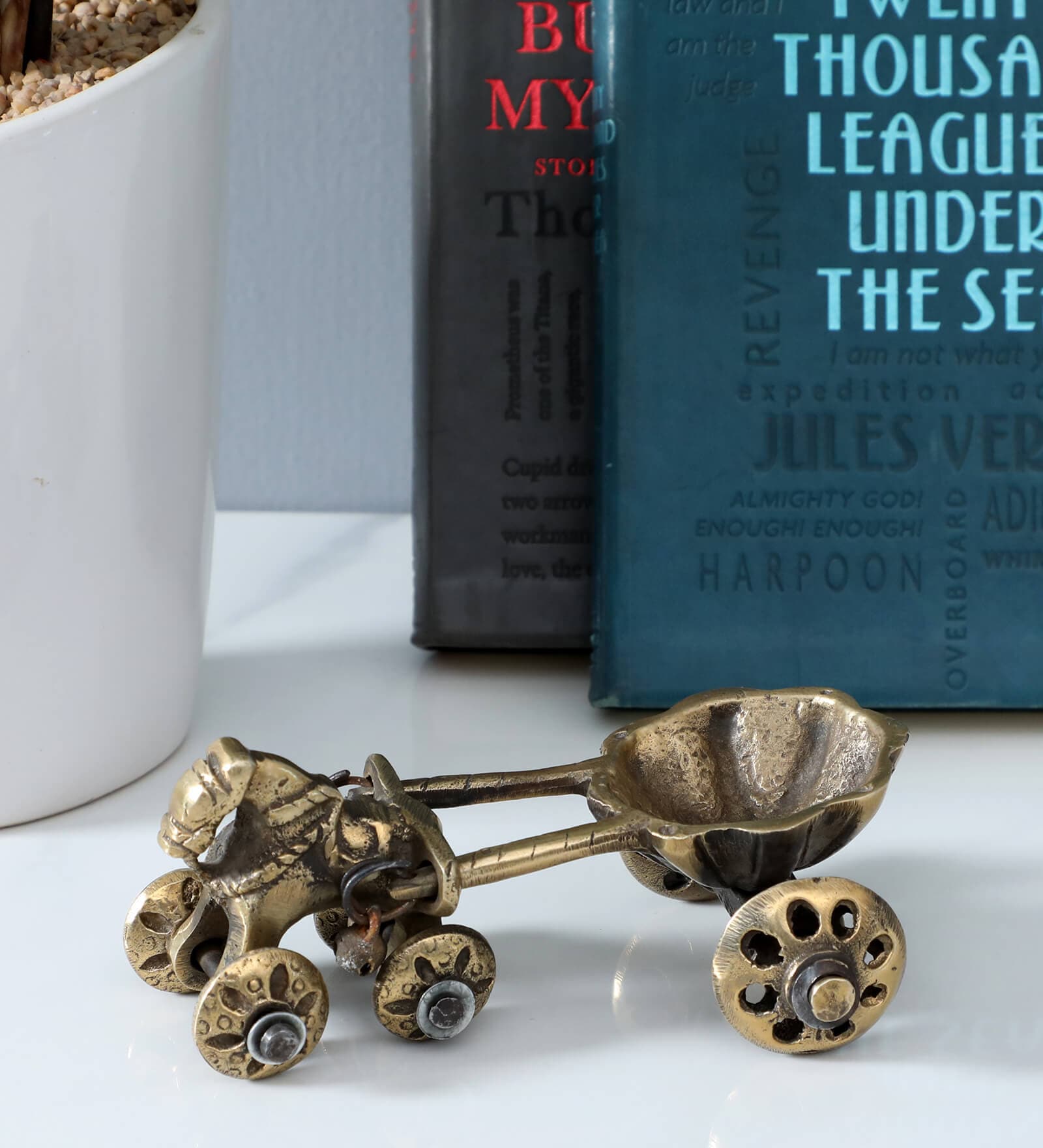 Horse Cart Gold Brass Diya