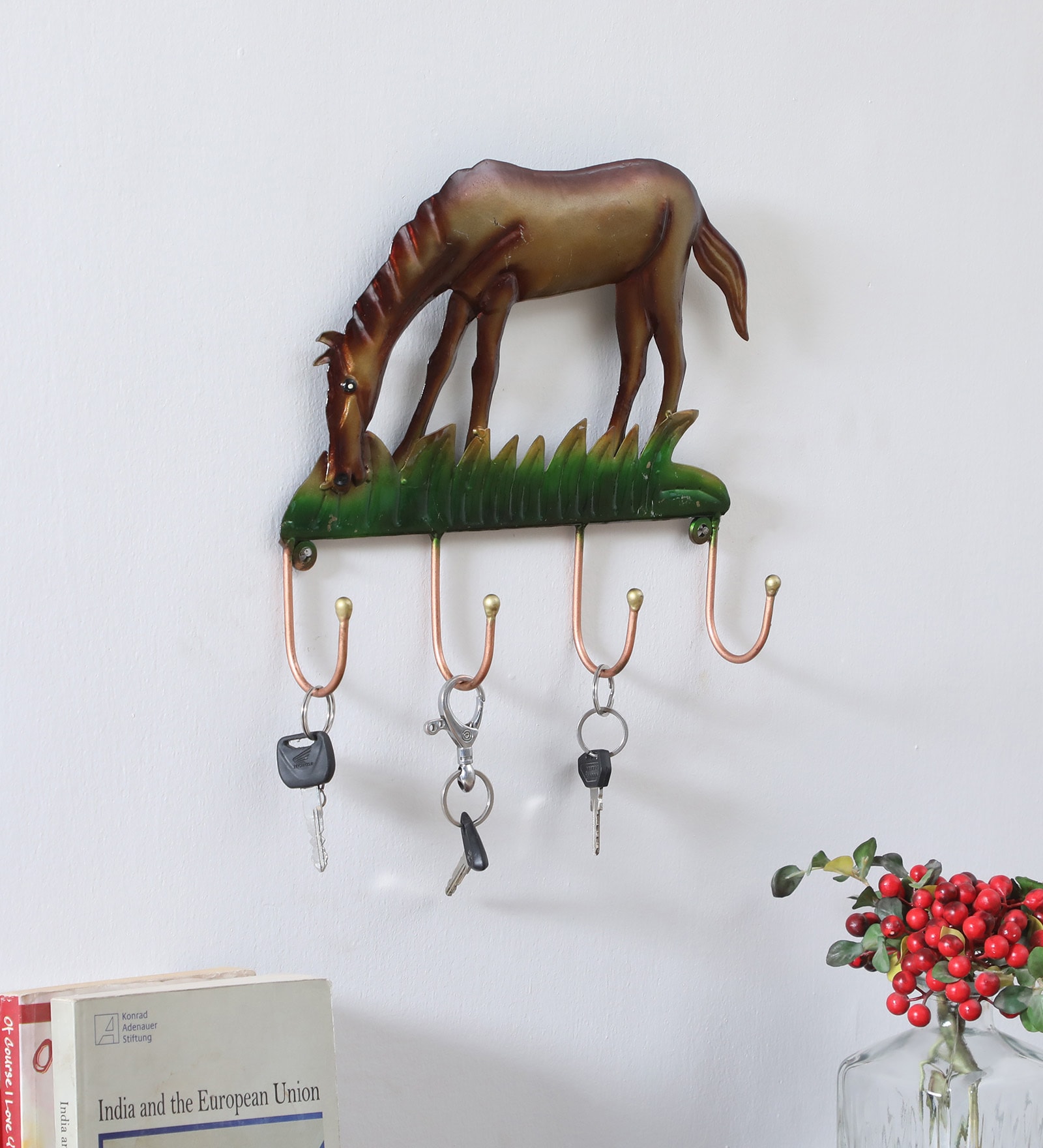 Horse Eating Grass  Multicolour Iron  Key Holder