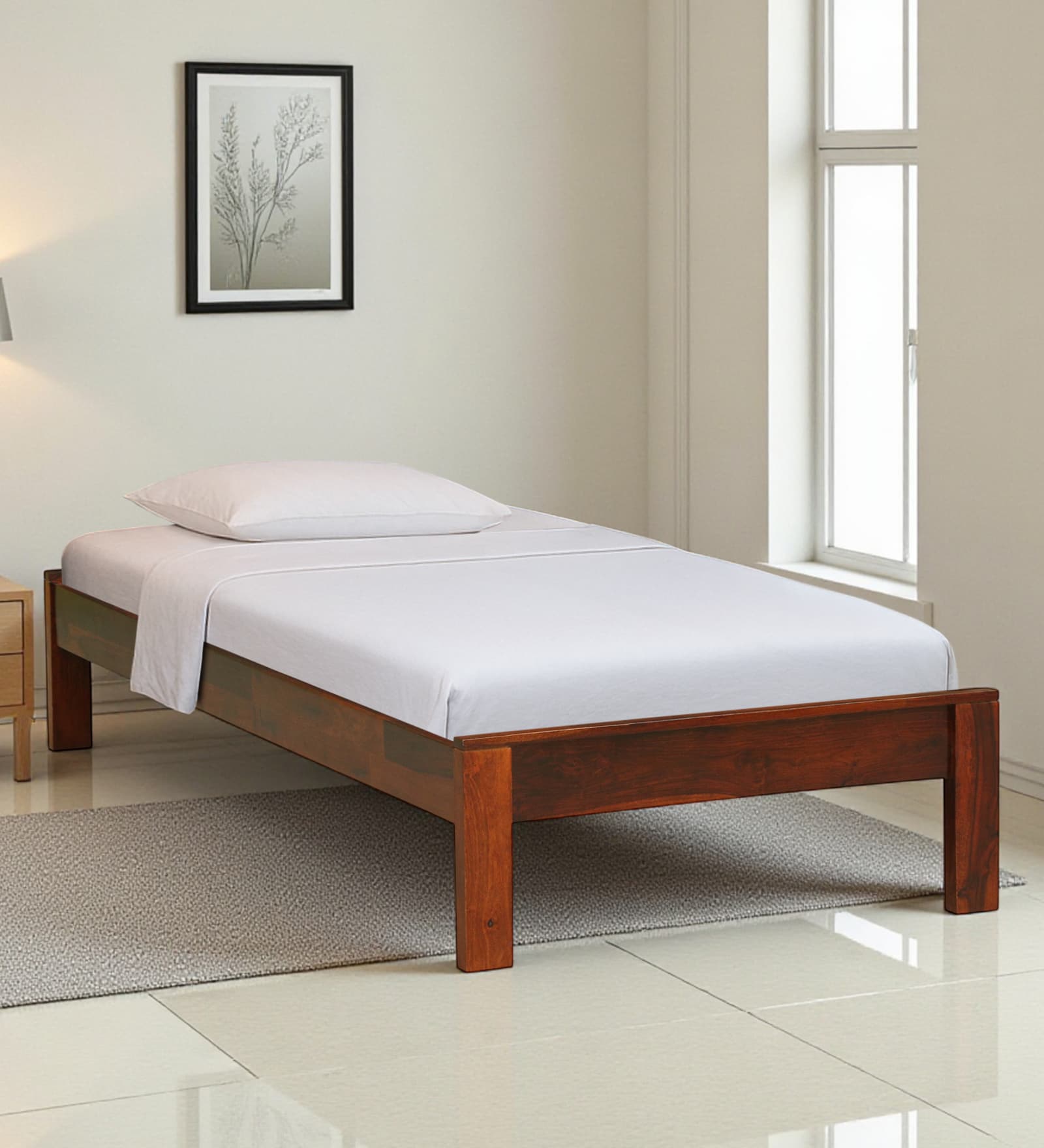 Horten Sheesham Wood Single Bed In Honey Oak  Finish