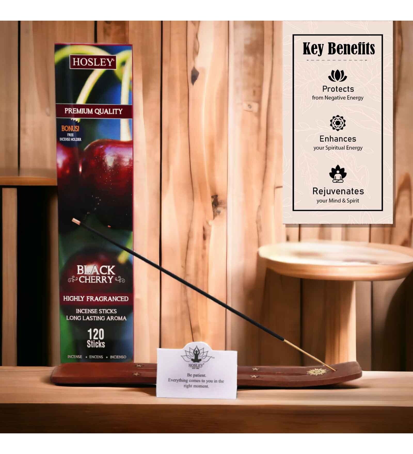 Black Cherry Fragrance 120 Incense Sticks With Wooden Holder