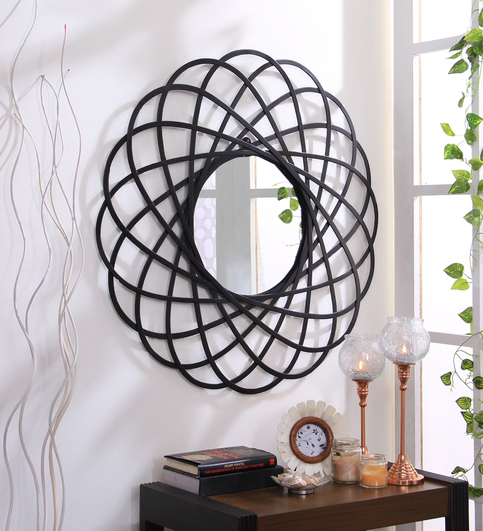 Buy Metal Wall Mirror in Black Color by Hosley Online Wall Mirrors