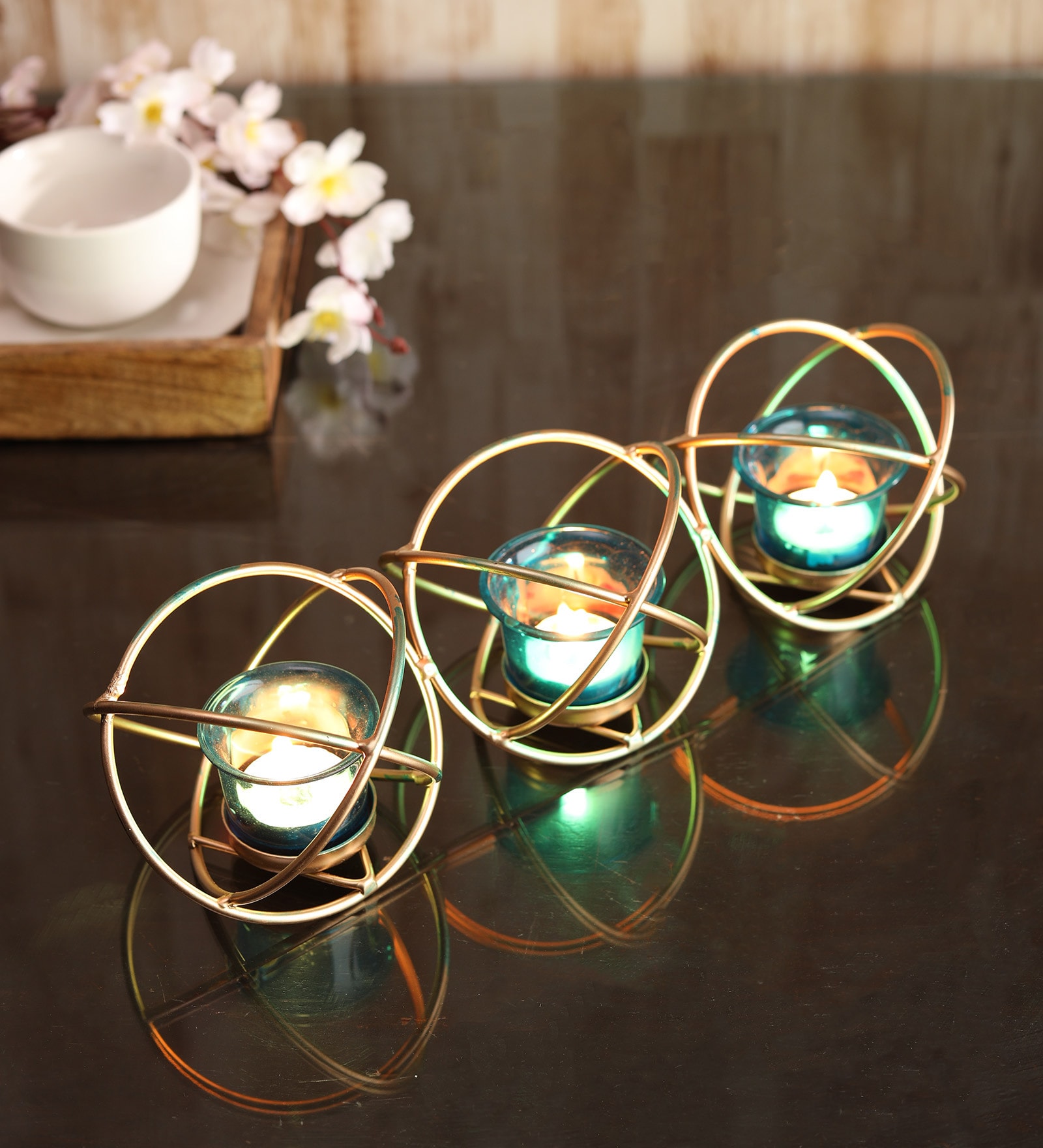 Buy Esta Set Of 3 Golden Metal Table Tea Light Holder at 31% OFF by ...