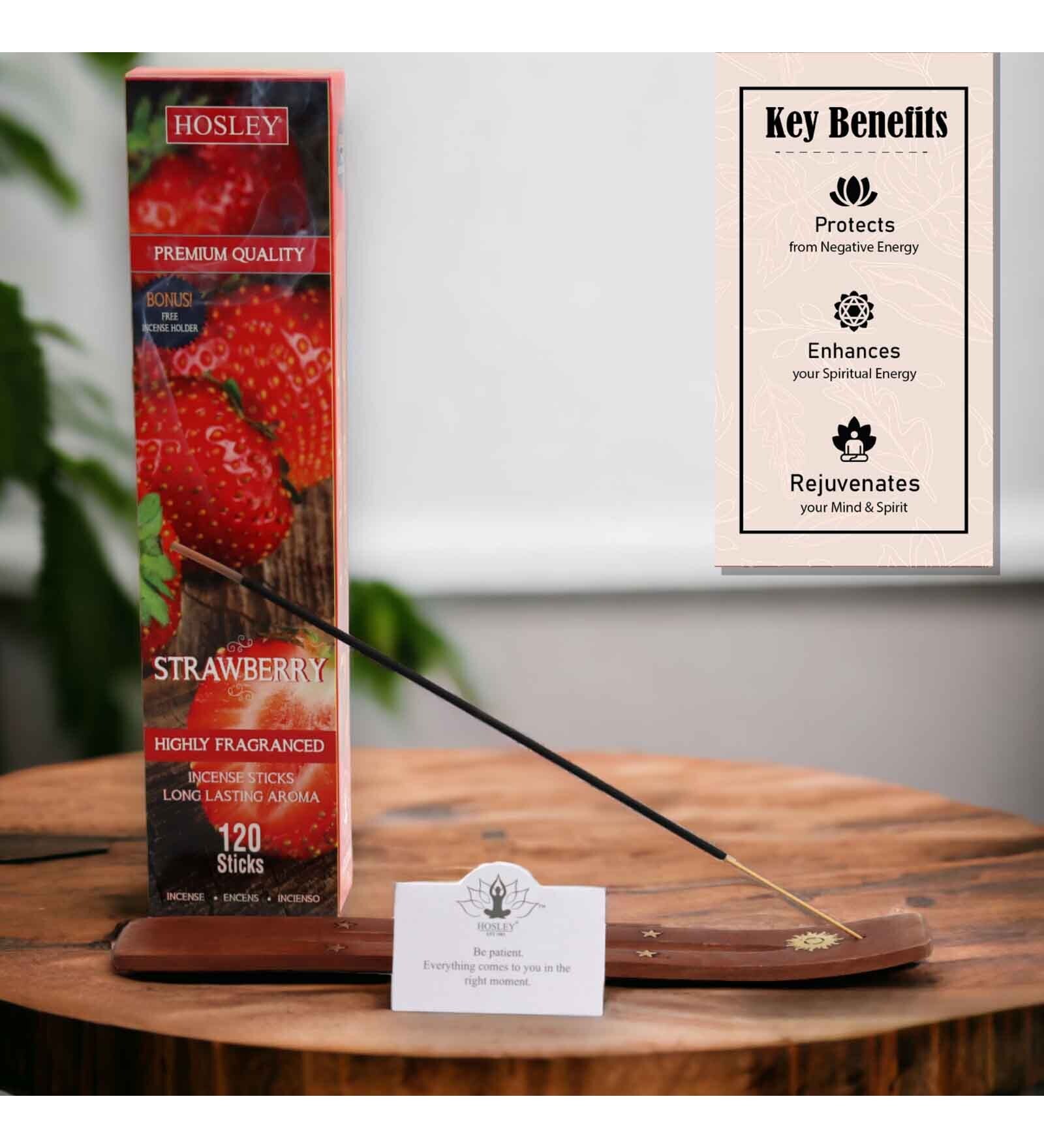 Strawberry Fragrance 120 Incense Sticks With Wooden Holder