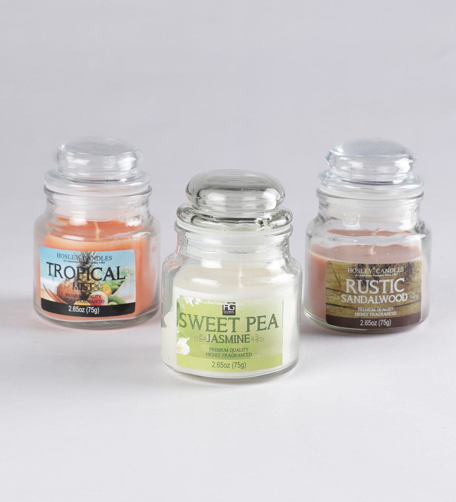 Set of 3 Rustic Sandalwood Tropical Aroma Wax Scented Candles