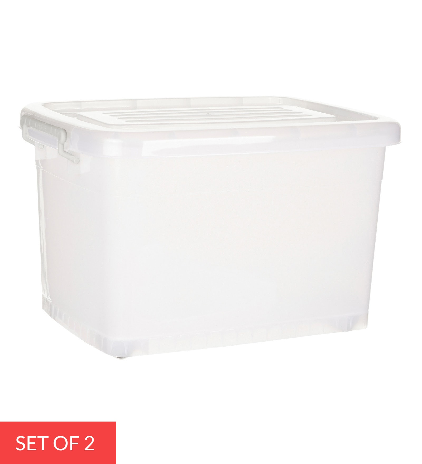 50 Litres with Wheels Plastic Storage Box, Set of 2