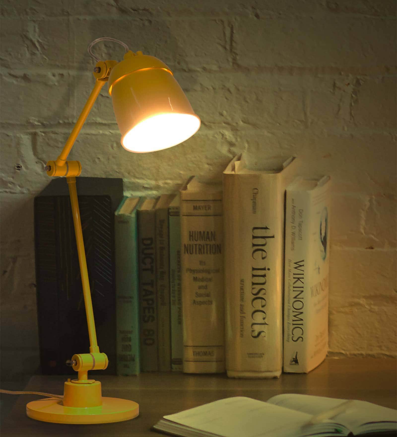 Howmini Yellow Metal Shade Table Lamp with Yellow Base