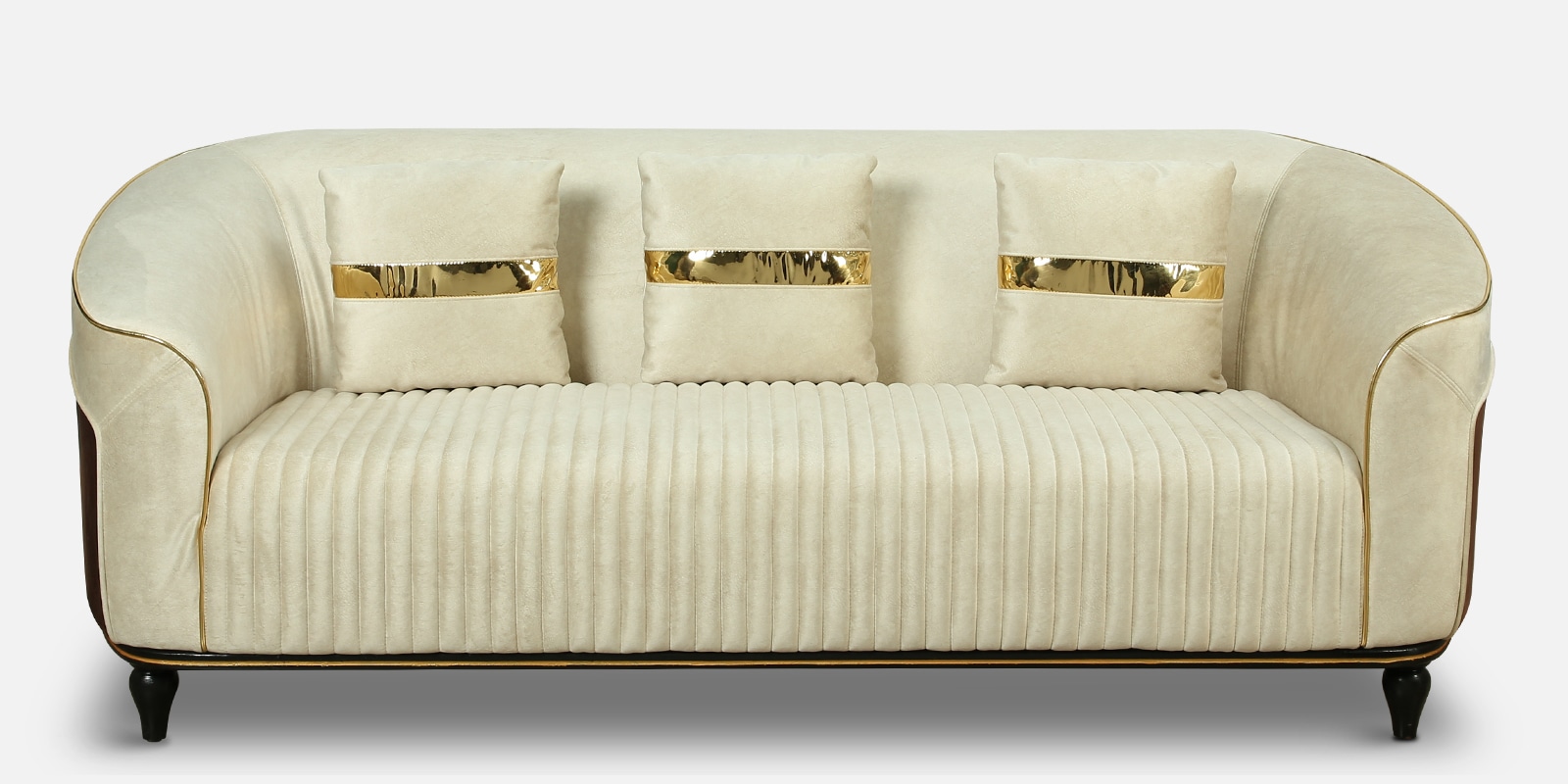 Holland Velvet 3 Seater Sofa in Beige Colour