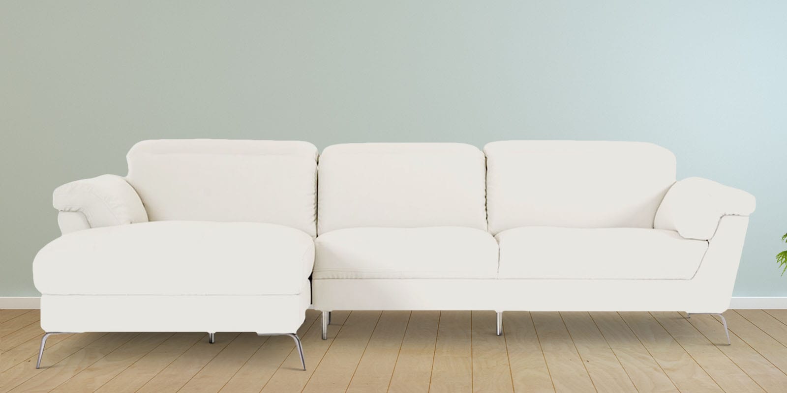 Honora Leatherette RHS Sectional Sofa in White Color