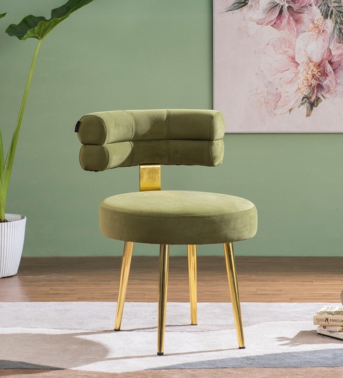 Hollywood Glam Velvet Lounge Chairs In Green Colour