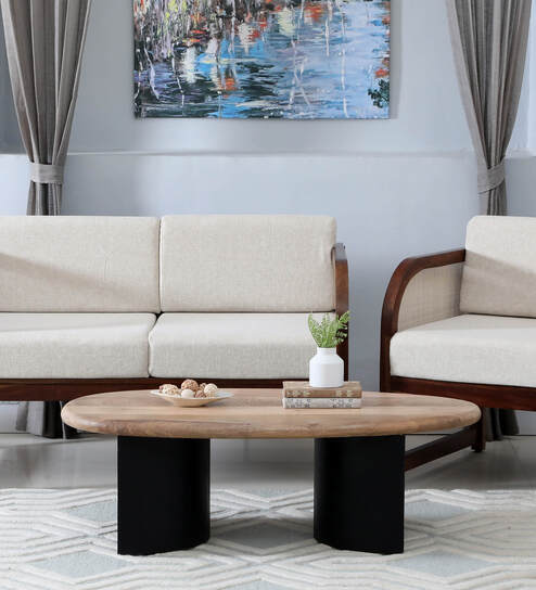 Holmes Solid Wood Coffee Table In Natural & Black Finish