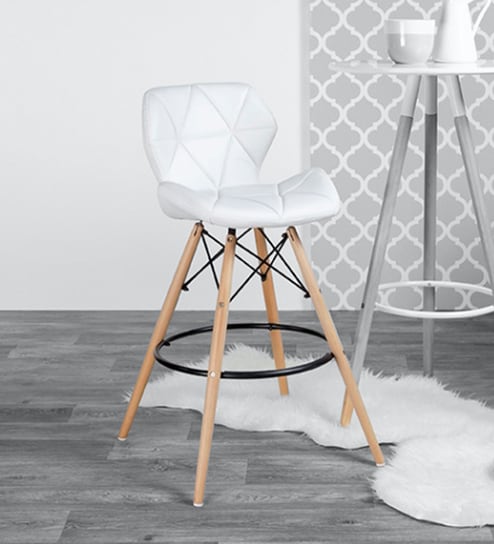 Dora Solid Wood Bar Stool in White Finish