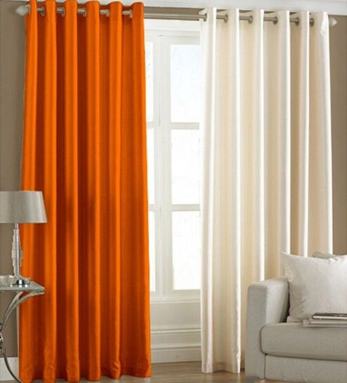 Buy Home Zaara Regal Plain Cream Orange Polyester 60x48 Inch