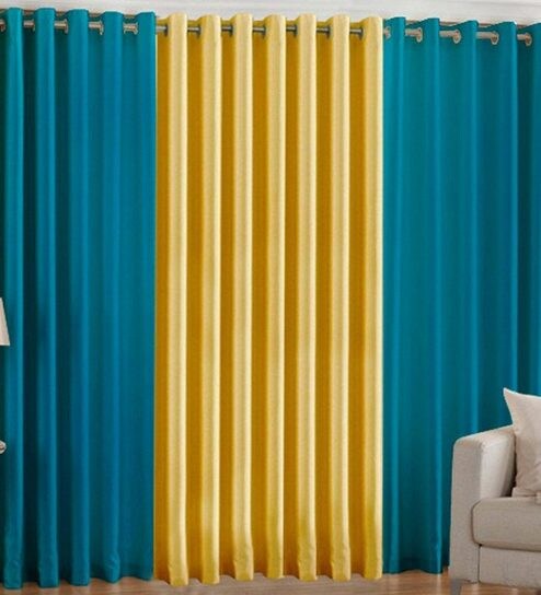 Buy Home Zaara Royal Plain Turquoise Blue Yellow Polyester Door