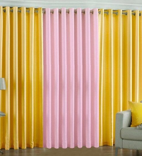 Buy Home Zaara Royal Plain Long Pink Yellow Polyester Door