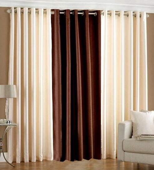 Buy Home Zaara Trendy Plain Beige Polyester Eyelet Window Curtain