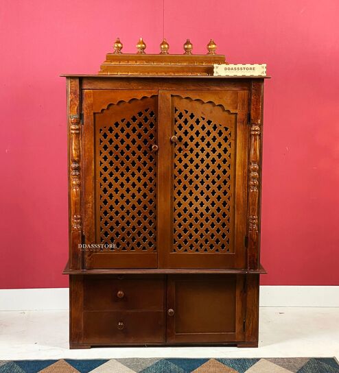 Honey finish Solid Sheesham Wooden Temple