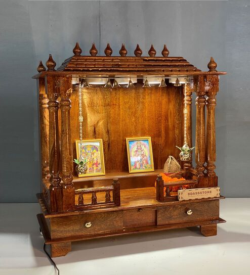 Honey finish Solid Sheesham Wooden Temple