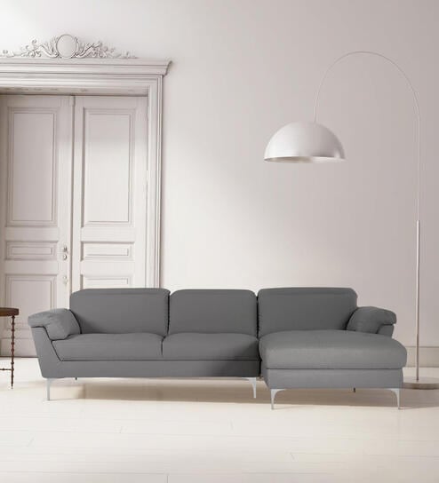 Honora Leatherette LHS Sectional Sofa (2+ Lounger) In Grey Color