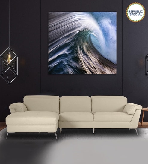 Honora Leatherette RHS Sectional Sofa (2+ Lounger) In Light Cream Color