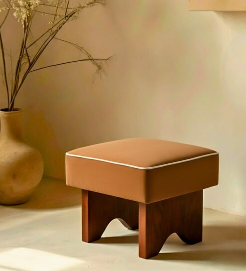 Horizon Fabric Ottoman In Mustard Colour