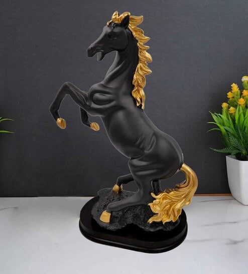 Horse Resin Table Showpiece (Black)