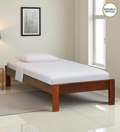 Horten Sheesham Wood Single Bed In Honey Oak  Finish