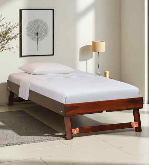 Horten Sheesham Wood Trundle Bed In Honey Oak  Finish