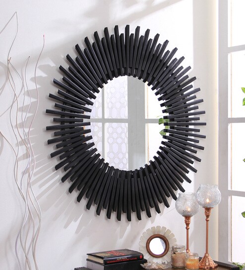 Buy Freya Sunburst Wall Mirror In Metallic Frame By Hosley Online