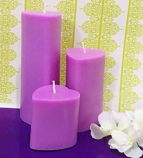 Hosley Rose Fragrance Heart Shape Scented Pillar Candle Set, Pack Of 3  By Hosley