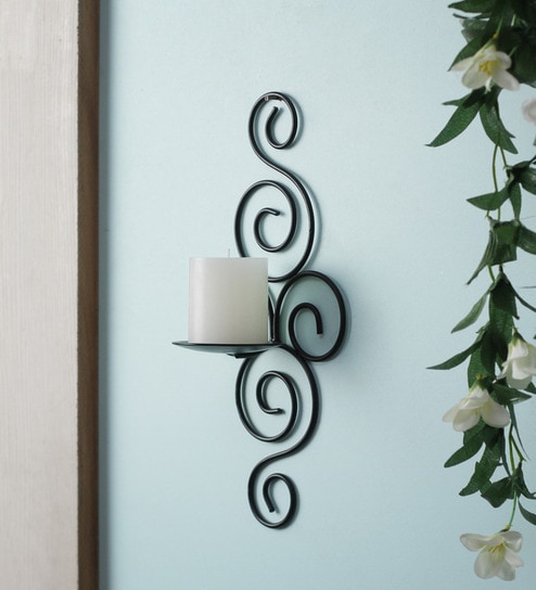 Black Metal Tea Light Holder - Set of 2 by Hosley