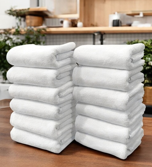White Cotton Hand Towels 700 GSM Pack of 12